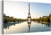 Wanddecoratie Metaal - Aluminium Schilderij Industrieel - Parijs - Eiffeltoren - Water - 160x80 cm - Dibond - Foto op aluminium - Industriële muurdecoratie - Voor de woonkamer/slaapkamer