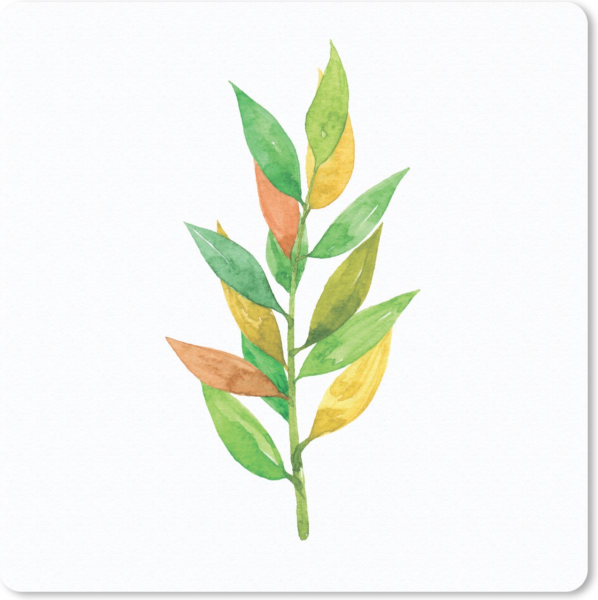 Muismat 30x30 cm - Mousepad Waterverf - Bladeren - Planten - Muismatten