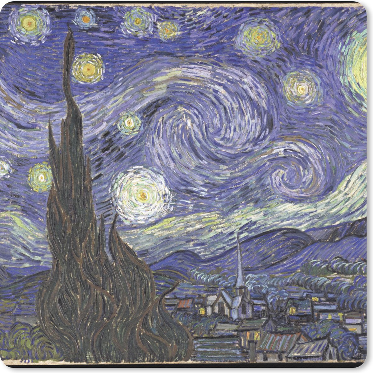 Muismat 20x20 cm - Mousepad Sterrennacht - Vincent van Gogh - Muismatten