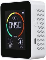 Frezy CO2 Meter 3 in 1 - Luchtkwaliteitsmeter - Thermometer - CO2 detector - CO2 meter binnen - Wit