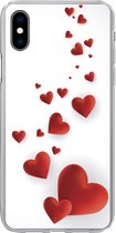Geschikt voor iPhone Xs hoesje - Een illustratie van een pad van hartjes - Siliconen Telefoonhoesje