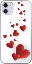 Geschikt voor iPhone 11 hoesje - Een illustratie van een pad van hartjes - Siliconen Telefoonhoesje