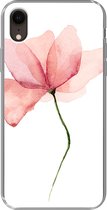 Geschikt voor iPhone XR hoesje - Bloemen - Waterverf - Roze - Siliconen Telefoonhoesje