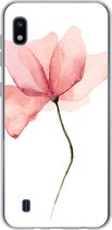 Geschikt voor Samsung Galaxy A10 hoesje - Bloemen - Waterverf - Roze - Siliconen Telefoonhoesje