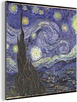 Wanddecoratie Metaal - Aluminium Schilderij Industrieel - Sterrennacht - Vincent van Gogh - 20x20 cm - Dibond - Foto op aluminium - Industriële muurdecoratie - Voor de woonkamer/slaapkamer