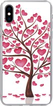 Geschikt voor iPhone Xs Max hoesje - Een illustratie van een boom met hartjes - Siliconen Telefoonhoesje