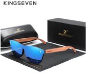 KingSeven Zonnebril Heren - Blue Oculos Bamboo UV400 en Polarisatie Filter
