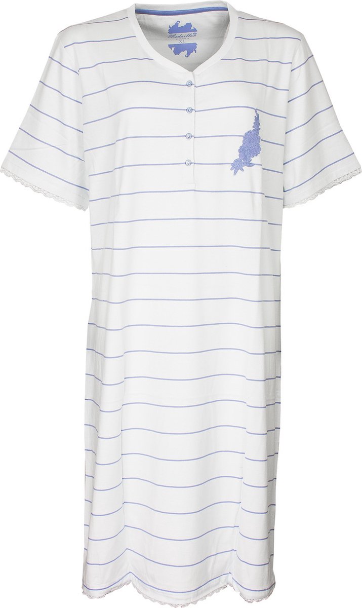 Medaillon Dames Nachthemd - Polo Sluiting - Licht Blauw - Maat M