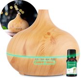Vivid Green Aroma diffuser 550 ML - Aromatherapie - Verstuiver etherische olie - Luchtbevochtiger - Geurverspreider – Aromadiffusers - Vernevelaar - Olie - Lichtbruin