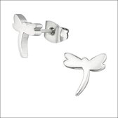 Aramat jewels ® - Oorbellen libelle zweerknopjes zilverkleurig chirurgisch staal 8mm