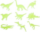 8 stuks muurstickers 8-11 cm glow in the dark dinosaurussen