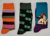 Crazy Soxx - 3 paar vrolijke Sokken - Grappige Sokken - Funny Socks - Humor - Happy