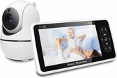 Babyfoon met Camera - Babyphone  - Baby Monitor - 5.0 inch scherm - Temperatuursensor - Infrarood Nachtzicht - Alarm - Terugspreekfunctie - 8 Slaapliedjes - Veilig en privacybescherming -