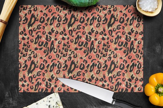 Planche à découper en Verres - 39 x 28 - imprimé animal - panthère - rose - Planches à découper en Glas