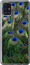 Geschikt voor Samsung Galaxy A52 5G hoesje - Close-up van veren van een pauw - Siliconen Telefoonhoesje