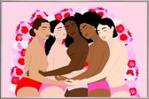 JUNIQE - Poster met kunststof lijst Unity -20x30 /Bruin & Roze