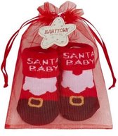 Baby Kerst Sokjes - Organza Gift Bag - Santa - Newborn