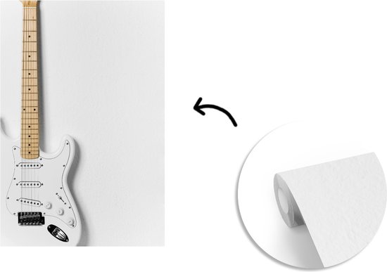 Behang - Fotobehang Een witte elektrische gitaar - Breedte 150 cm x hoogte 220 cm