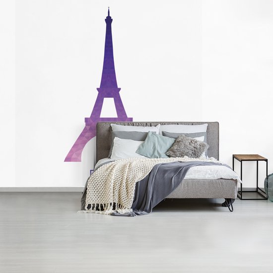 Papier peint photo vinyle - Une illustration colorée de la Tour Eiffel largeur 350 cm x hauteur 350 cm - Tirage photo sur papier peint (disponible en 7 tailles)