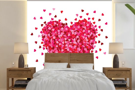 Papier peint photo vinyle - Une illustration d'un coeur entouré de coeurs largeur 280 cm x hauteur 280 cm - Tirage photo sur papier peint (disponible en 7 tailles)