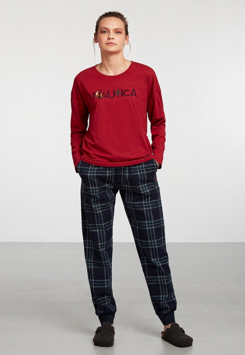 Nautica Pyjama Set Voor Dames, Lange Mouwen bordeaux