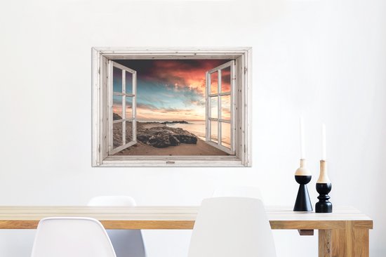 Décoration murale Métal - Aluminium Peinture Industrielle - Vue traversante - Plage - Mer - 80x60 cm - Dibond - Photo sur aluminium - Décoration murale industrielle - Pour le salon / chambre