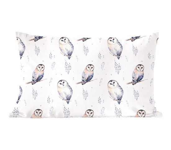 Sierkussens - Kussentjes Woonkamer - 60x40 cm - Winter - Uil - Wit - Kerstversiering - Kerstdecoratie voor binnen - Woonkamer