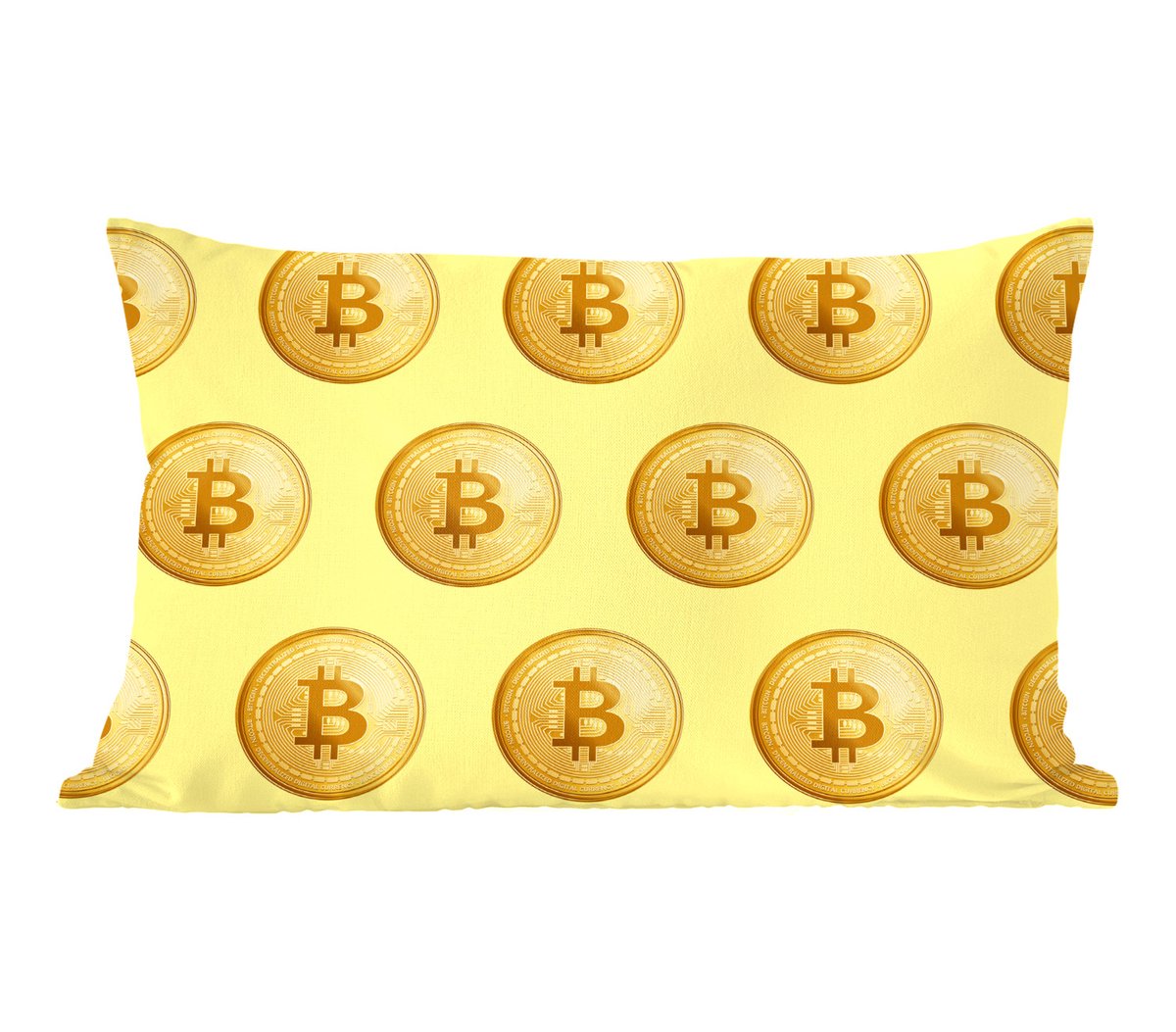 Sierkussens - Kussentjes Woonkamer - 60x40 cm - Bitcoin - Goud - Patronen -  Geel | bol