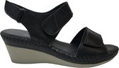 manlisa 3 velcro's dames lederen comfort sandaal s203-301 zwart mt 36