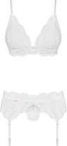 3-Delige Kanten Jarretel Set - Wit - Sexy Lingerie & Kleding - Lingerie Dames