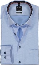 OLYMP Luxor modern fit overhemd - mouwlengte 7 - lichtblauw fijne visgraad 2-ply (contrast) - Strijkvrij - Boordmaat: 42