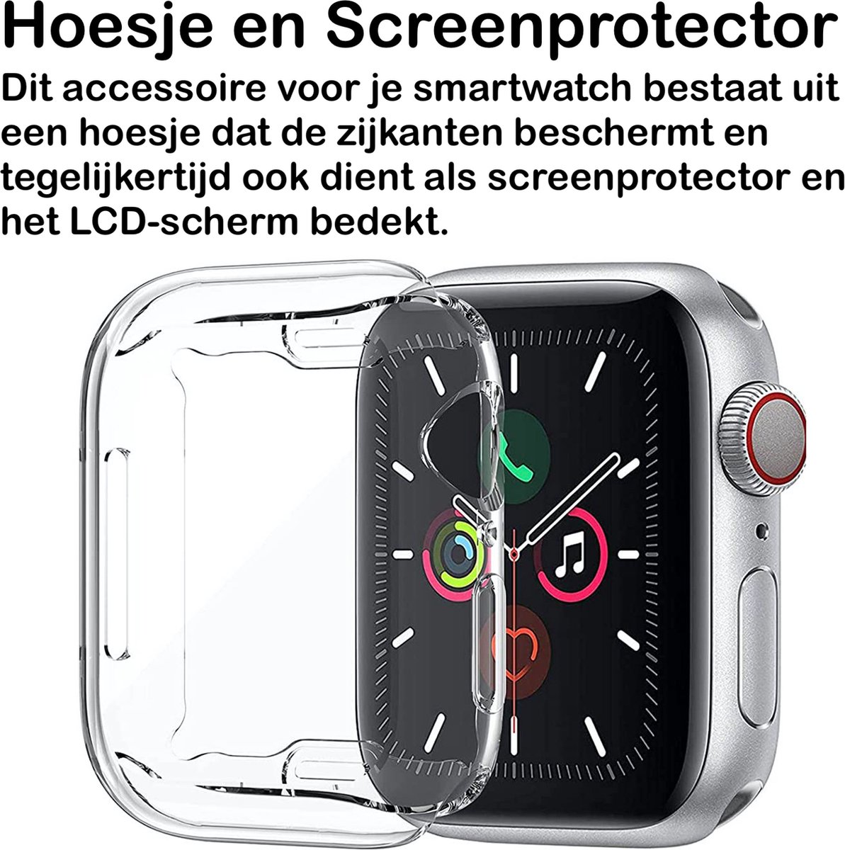 Hoesje met Screenprotector geschikt voor Apple Watch Series 7 41 mm [Hoesje en Screen Protector in 1]