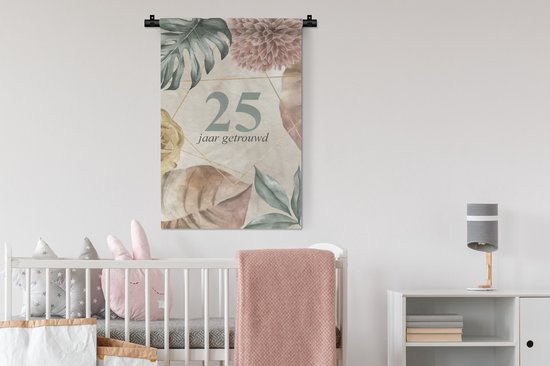 Tapisserie - Tissu mural - Mariage - Proverbes - 25 ans mariés - Citations - Anniversaire de mariage - 60x90 cm - Tapisserie