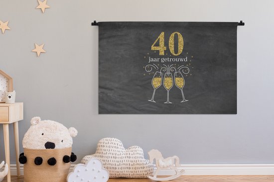 Tenture murale - Tapisserie murale - Mariage - Citations - 40 ans de mariage - Dictons - 120x80 cm - Tapisserie murale