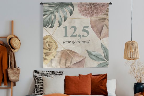Tapisserie - Tissu mural - Mariage - Proverbes - 12 5 ans mariés - Citations - 150x150 cm - Tapisserie
