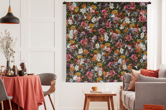 Tapisserie - Fleurs - Arc-en-ciel - Art - Maîtres anciens - Tapisserie - Tapisserie - Katoen - Décoration de la maison - 180x180 cm - Chambre à coucher - Tissu mural - Tapisserie murale - Décoration murale - Tapisseries