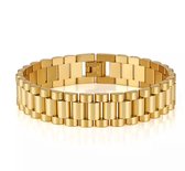 Presidente stijl armband | Horlogeband Stijl | Goud kleurig | Staal | Armband Mannen | 15mm | Mannen Cadeautjes | Cadeau voor Man | Pin Remover | Vaderdag | Vaderdag Cadeau | Valen