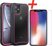 Backcover geschikt voor Apple iPhone 11 - Roze - Shockproof + Glas Protector