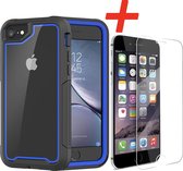 Backcover geschikt voor Apple iPhone 6 - 6s - Blauw - Shockproof + Glas Protector