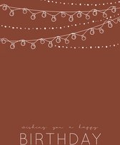 Ansichtkaart - A6 - 10x15cm - Roestbruin - Verjaardagskaart - Wishing you a happy birthday - 1 stuk