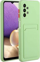Telefoonhoes Geschikt voor: Samsung Galaxy A72 5G siliconen Pasjehouder hoesje - Groen apple