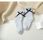Fluffy sokken dames - warme sokken - huissokken - zwart - met leuke print kat - ogen - oortjes - 36-40 - dikke sokken - voor haar - cadeau
