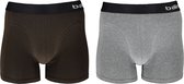 Apollo Boxershorts Basic Heren Viscose Grijs/bruin 2 Stuks Maat S