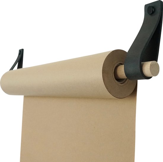 Rouleau de dessin - aux boucles d'apprentissage | VINTAGE BLACK (Rouleau de papier : marron) MAINTENANT AVEC : bande détachable renforcée ! (tableaux muraux - tableaux de texte - planche à dessin)