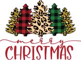 Raamsticker Merry Christmas - Herbruikbare raamsticker - Kerstmis - Kerstbomen