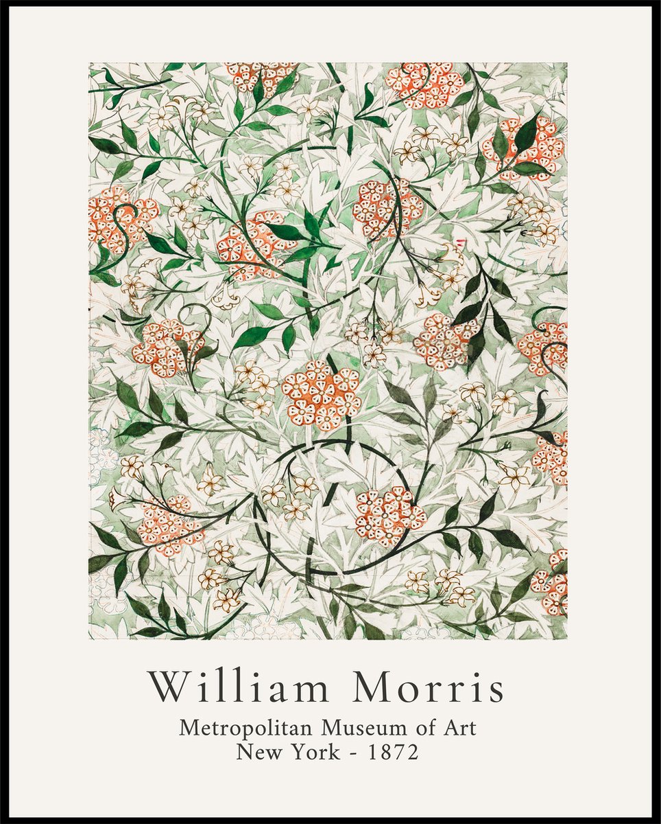 William Morris Poster - Jasmyn Patroon 1862 - Kunst Bloemen en Planten - Art Design Abstract - 40x50 cm
