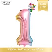 1 Jaar Folie Ballon Regenboog * 80 cm ballon * Snoes * Verjaardag Hoera 1 Jaar met Mini Unicorn Ballon * Eenhoorn Ballon * Feestje * Versieren * Magical * Cijfer ballon 1 Jaar * Ee