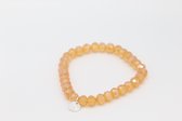 Bubbels Sieraden Crystal armband amber orange pearl shine - oranje - maat one size - f9