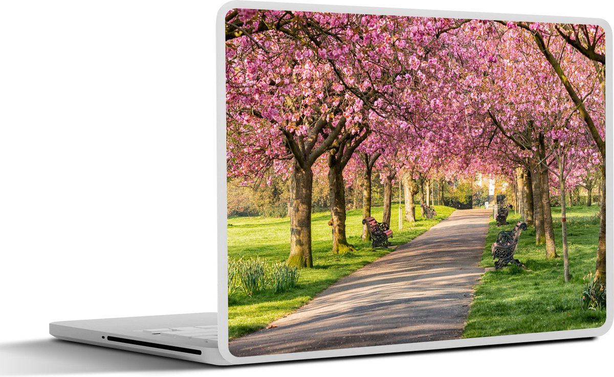 Laptop sticker - 10.1 inch - Bomen - Bloesem - Roze - 25x18cm - Laptopstickers - Laptop skin - Cover
