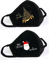 GetGlitterBaby - Katoen Mondkapje / Wasbaar Mondmasker - Kerst / Kerstmis / Kerstman / Merry Christmas / 2022 - 2 Stuks